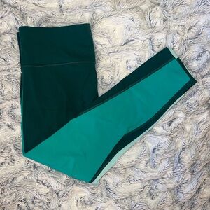 two-tone green athleta leggings